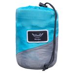 Casa si Gradina - Gradina si terasa - Balansoare si hamace - Hamace si suporturi - Hamac hikerjoy din material reciclat, usor, , 270x140 cm, doua curele de prindere si carabine incluse, albastru cu gri - Infinity.ro