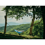 Casa si Gradina - Gradina si terasa - Balansoare si hamace - Hamace si suporturi - Hamac hikerjoy din material reciclat, usor, , 270x140 cm, doua curele de prindere si carabine incluse, albastru cu gri - Infinity.ro