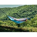 Casa si Gradina - Gradina si terasa - Balansoare si hamace - Hamace si suporturi - Hamac hikerjoy din material reciclat, usor, , 270x140 cm, doua curele de prindere si carabine incluse, albastru cu gri - Infinity.ro