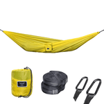 Casa si Gradina - Gradina si terasa - Balansoare si hamace - Hamace si suporturi - Hamac hikerjoy PRO,material ripstop, 270x150 cm,curele prindere si carabine incluse, galben - Infinity.ro