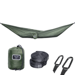 Casa si Gradina - Gradina si terasa - Balansoare si hamace - Hamace si suporturi - Hamac hikerjoy PRO,material ripstop,ultra usor,portabil, 270x150 cm, curele prindere si carabine incluse, green army - Infinity.ro