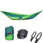 Casa si Gradina - Gradina si terasa - Balansoare si hamace - Hamace si suporturi - Hamac hikerjoy,material tip parasuta, ultra usor,portabil,270x140 cm,curele prindere si carabine incluse, verde - Infinity.ro