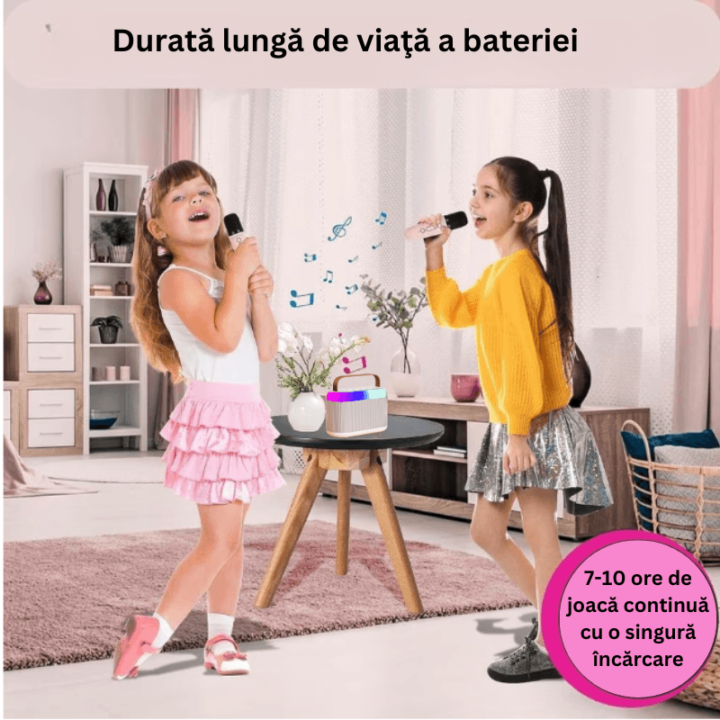 TV, Audio-Video si Foto - Accesorii TV si audio - Microfoane - Set 2 Microfoane si Boxa Portabila Karaoke Smart, Seezesol Solution™, Wireless, player MP3, 4 Efecte Voce, MicroSD card - Infinity.ro