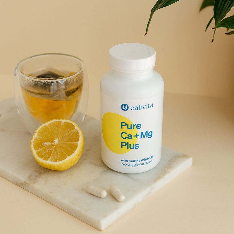 Ingrijire personala si Cosmetice - Sanatate si wellness - Suplimente alimentare - Vitamine si minerale - Pure Ca+Mg Plus Calciu şi Magneziu Marin Natural, cu Vitamine D3 & K2 (120 capsule vegetale) - Calivita - Infinity.ro
