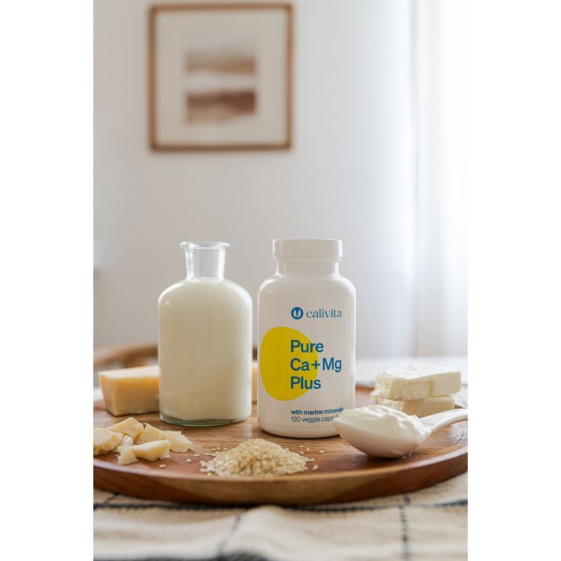 Ingrijire personala si Cosmetice - Sanatate si wellness - Suplimente alimentare - Vitamine si minerale - Pure Ca+Mg Plus Calciu şi Magneziu Marin Natural, cu Vitamine D3 & K2 (120 capsule vegetale) - Calivita - Infinity.ro