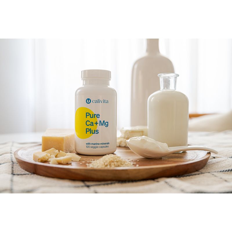 Ingrijire personala si Cosmetice - Sanatate si wellness - Suplimente alimentare - Vitamine si minerale - Pure Ca+Mg Plus Calciu şi Magneziu Marin Natural, cu Vitamine D3 & K2 (120 capsule vegetale) - Calivita - Infinity.ro