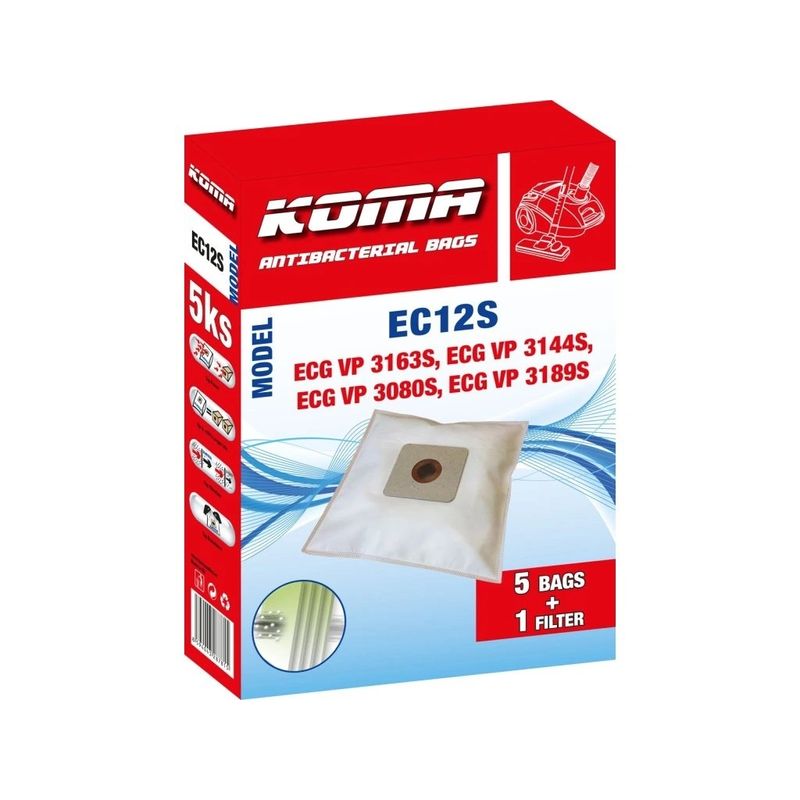 Electronice si Electrocasnice - Ingrijirea locuintei - Aspiratoare - Set saci aspirator EC12S, 5 bucati plus microfiltru universal - Infinity.ro