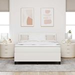 Casa si Gradina - Mobilier - Paturi si accesorii - Paturi - Pat cu arcuri Manual Crema si Alb 203 x 160 x 88 cm - Infinity.ro