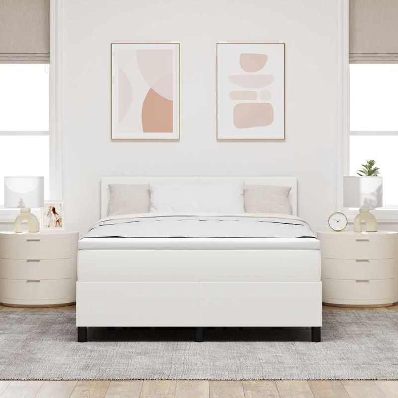 Casa si Gradina - Mobilier - Paturi si accesorii - Paturi - Pat cu arcuri Manual Crema si Alb 203 x 160 x 88 cm - Infinity.ro