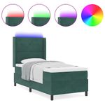 Casa si Gradina - Mobilier - Paturi si accesorii - Paturi - Pat cu boxa spring LED si saltea Verde 100 x 200 cm Catifea - Infinity.ro