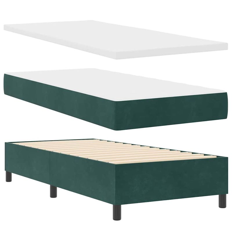 Casa si Gradina - Mobilier - Paturi si accesorii - Paturi - Pat cu boxa spring LED si saltea Verde 100 x 200 cm Catifea - Infinity.ro