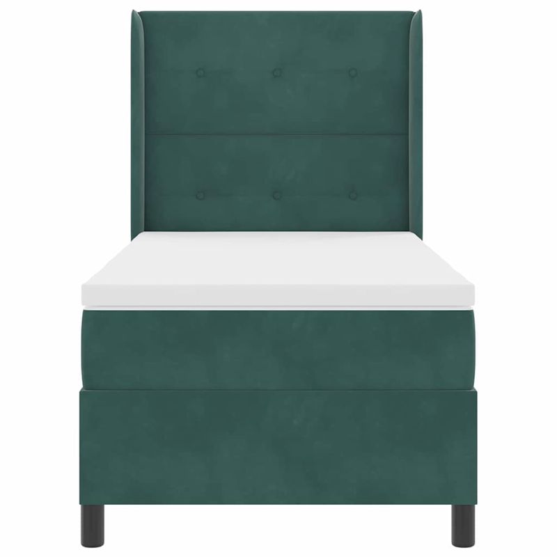 Casa si Gradina - Mobilier - Paturi si accesorii - Paturi - Pat cu boxa spring LED si saltea Verde 100 x 200 cm Catifea - Infinity.ro