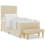 Casa si Gradina - Mobilier - Paturi si accesorii - Paturi - Pat cu arcuri cu saltea cu headboard Crem 100 x 200 cm tesatura - Infinity.ro