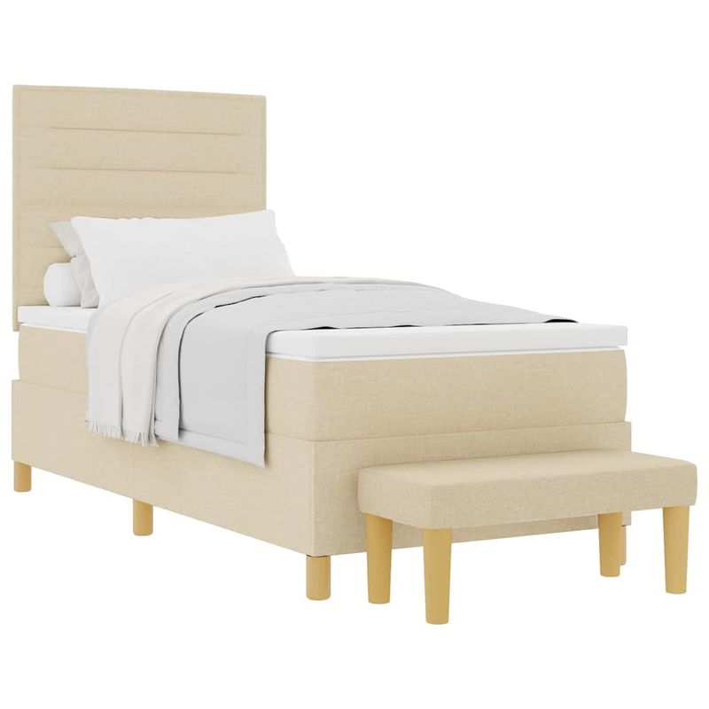 Casa si Gradina - Mobilier - Paturi si accesorii - Paturi - Pat cu arcuri cu saltea cu headboard Crem 100 x 200 cm tesatura - Infinity.ro