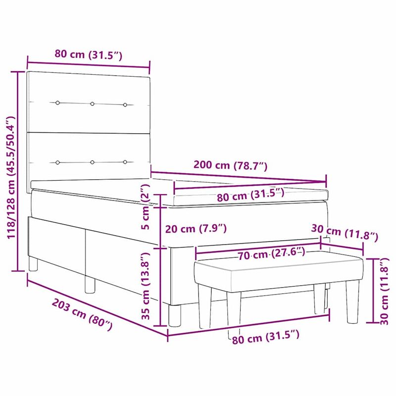 Casa si Gradina - Mobilier - Paturi si accesorii - Paturi - Pat cu arcuri cu saltea Gri taupe 80 x 200 cm tesatura - Infinity.ro