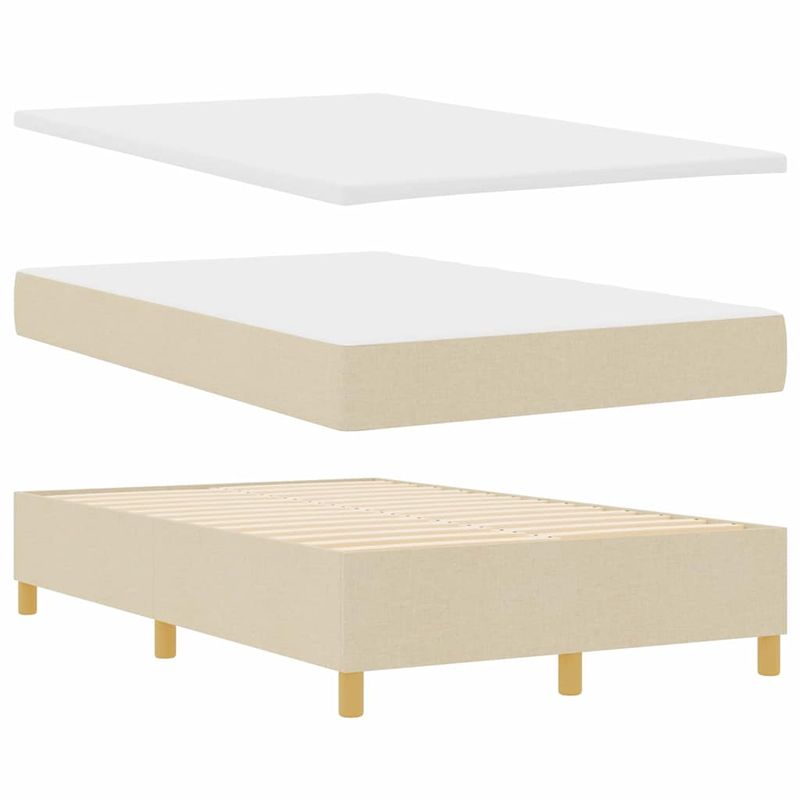 Casa si Gradina - Mobilier - Paturi si accesorii - Paturi - Pat cu arcuri cu saltea cu headboard Crem 120 x 200 cm tesatura - Infinity.ro