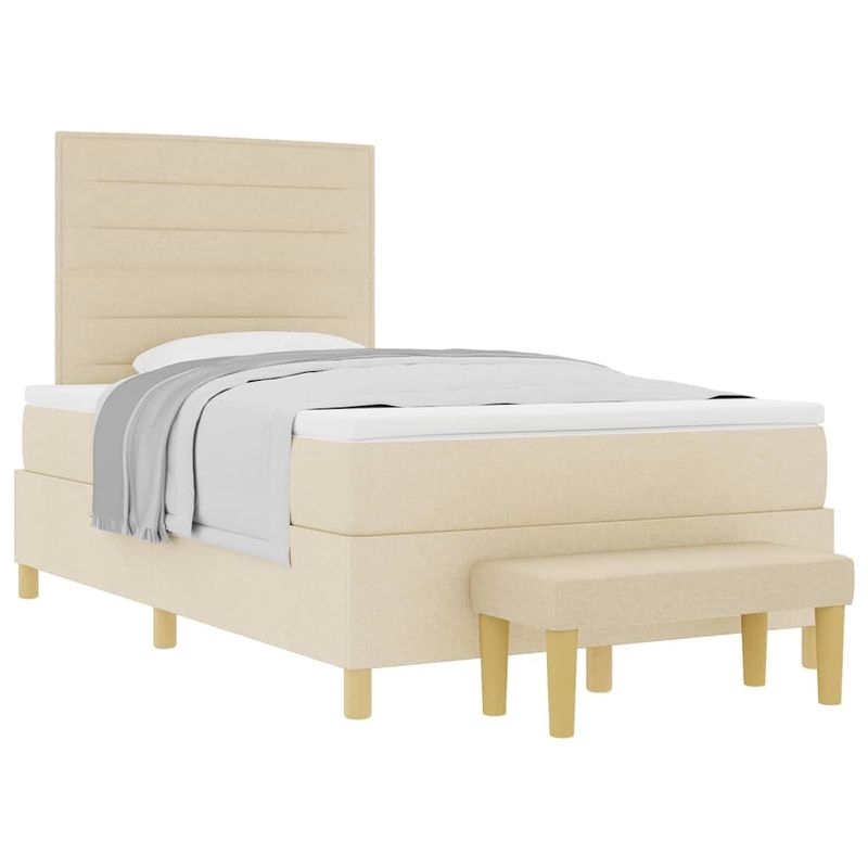 Casa si Gradina - Mobilier - Paturi si accesorii - Paturi - Pat cu arcuri cu saltea cu headboard Crem 120 x 200 cm tesatura - Infinity.ro