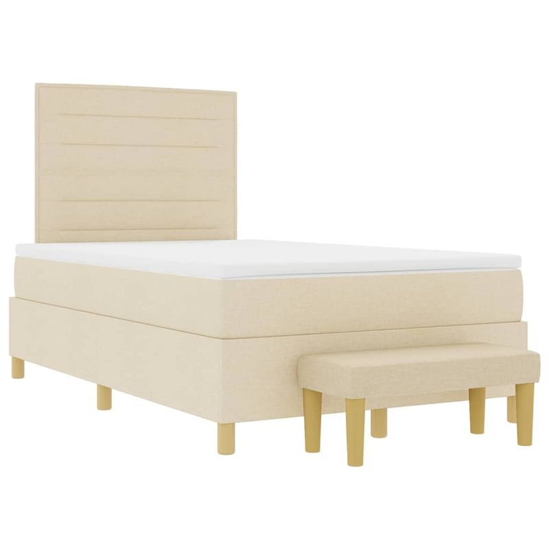 Casa si Gradina - Mobilier - Paturi si accesorii - Paturi - Pat cu arcuri cu saltea cu headboard Crem 120 x 200 cm tesatura - Infinity.ro