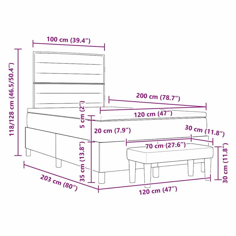 Casa si Gradina - Mobilier - Paturi si accesorii - Paturi - Pat cu arcuri cu saltea cu headboard Crem 120 x 200 cm tesatura - Infinity.ro