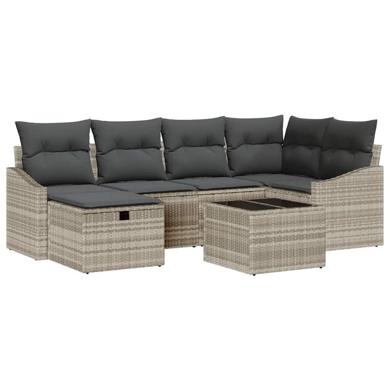 Casa si Gradina - Gradina si terasa - Mobilier exterior - Canapele si fotolii gradina - Set de canapele pentru gradina cu perna 7 pcs Gri deschis, Gri - Infinity.ro