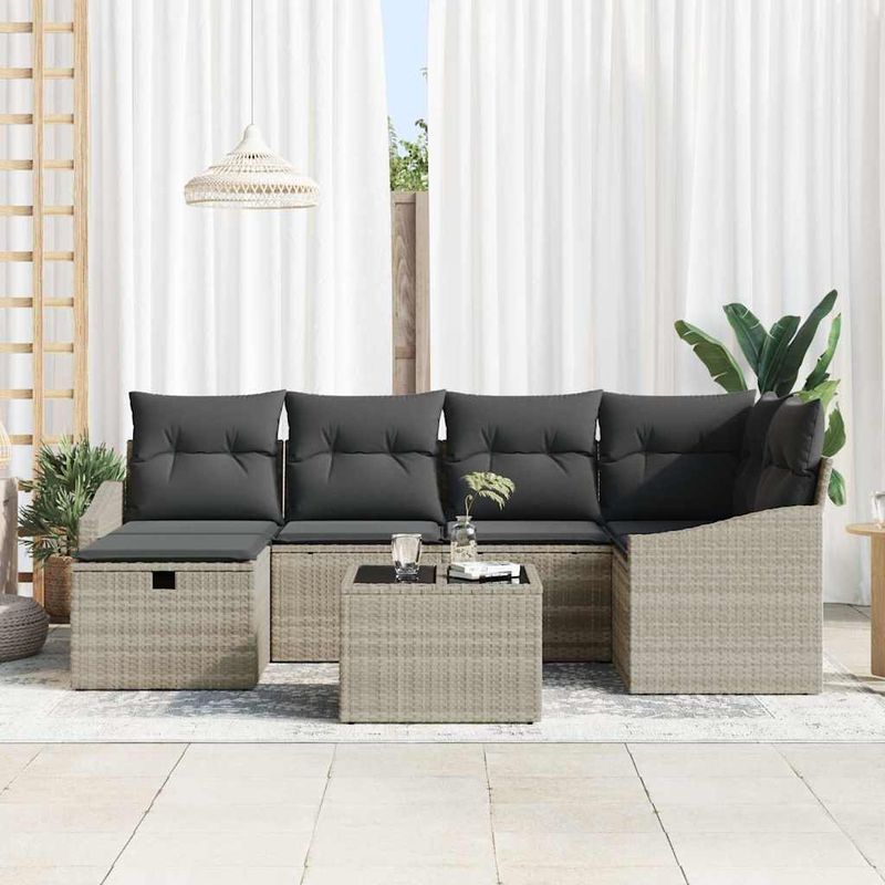 Casa si Gradina - Gradina si terasa - Mobilier exterior - Canapele si fotolii gradina - Set de canapele pentru gradina cu perna 7 pcs Gri deschis, Gri - Infinity.ro