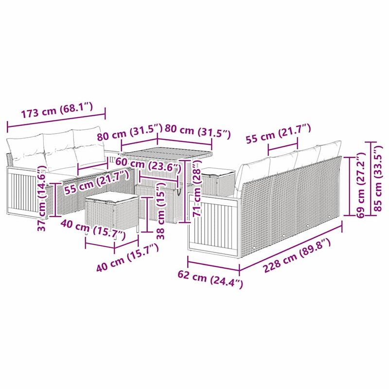 Casa si Gradina - Gradina si terasa - Mobilier exterior - Canapele si fotolii gradina - Set de canapele pentru gradina Manual 10 pcs bej si gri deschis - Infinity.ro
