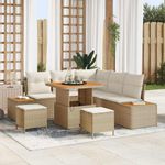 Casa si Gradina - Gradina si terasa - Mobilier exterior - Canapele si fotolii gradina - Set de canapele pentru gradina cu perna 8 pcs Bej Rattan poli - Infinity.ro
