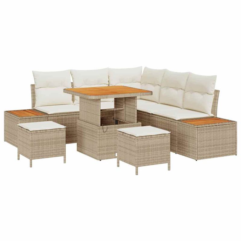 Casa si Gradina - Gradina si terasa - Mobilier exterior - Canapele si fotolii gradina - Set de canapele pentru gradina cu perna 8 pcs Bej Rattan poli - Infinity.ro