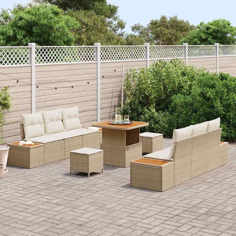 Casa si Gradina - Gradina si terasa - Mobilier exterior - Canapele si fotolii gradina - Set de canapele pentru gradina 9 pcs Bej, crem 80 x 80 x 71 cm - Infinity.ro