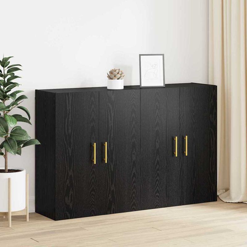 Casa si Gradina - Mobilier - Comode si corpuri - Comode - Mobilier cu Montaj pe Perete 2 pcs Stejar negru - Infinity.ro