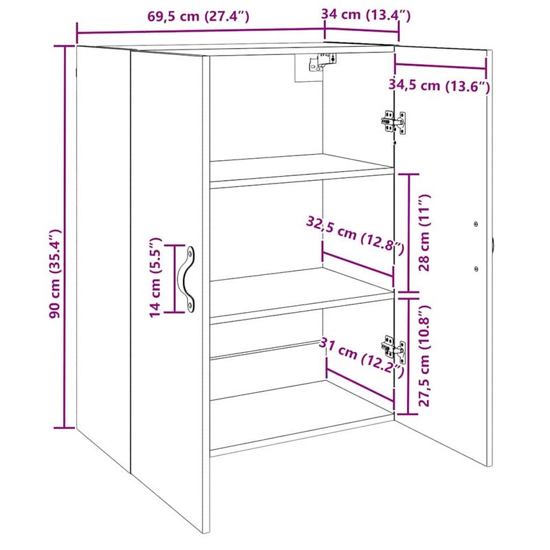 Casa si Gradina - Mobilier - Comode si corpuri - Comode - Mobilier cu Montaj pe Perete 2 pcs Lemn vechi 69.5 x 34 x 90 cm - Infinity.ro