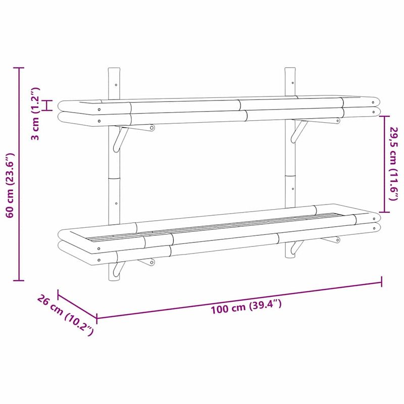 Casa si Gradina - Mobilier - Biblioteci si rafturi - Rafturi - Polita cu raft Pe perete Maro 100 x 26 x 60 cm Bambus - Infinity.ro