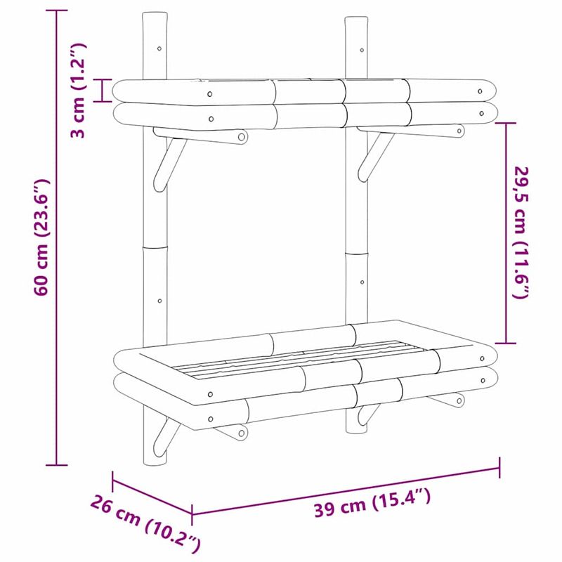 Casa si Gradina - Mobilier - Biblioteci si rafturi - Rafturi - Polita cu raft Pe perete Maro 45 x 26 x 60 cm Bambus - Infinity.ro