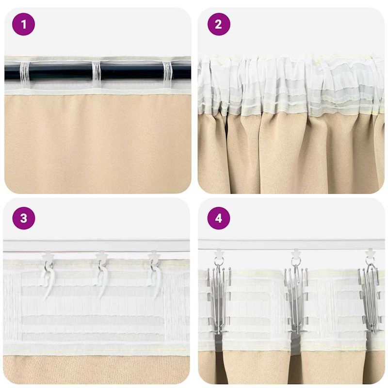 Casa si Gradina - Textile si covoare - Perdele si draperii - Perdele - Perdele cu perdele 2 pcs Crem Poliester - Infinity.ro