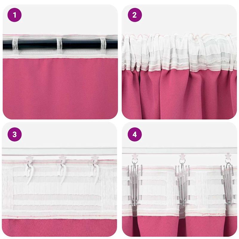 Casa si Gradina - Textile si covoare - Perdele si draperii - Perdele - Perdele cu perdele 2 pcs Roz intens Poliester - Infinity.ro