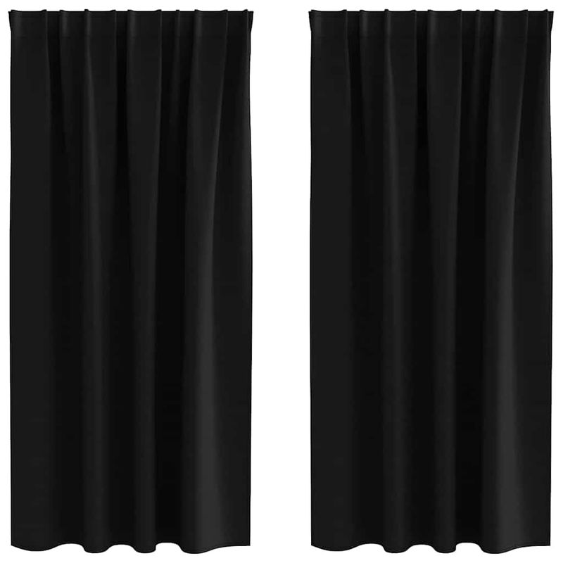 Casa si Gradina - Textile si covoare - Perdele si draperii - Perdele - Perdele cu perdele 2 pcs Negru Poliester - Infinity.ro