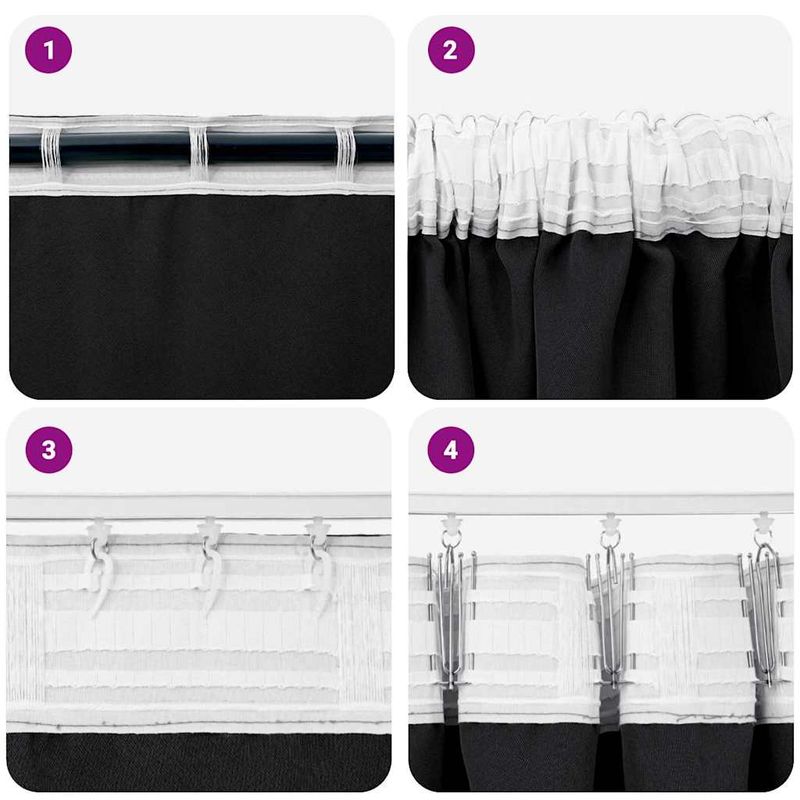 Casa si Gradina - Textile si covoare - Perdele si draperii - Perdele - Perdele cu perdele 2 pcs Negru Poliester - Infinity.ro