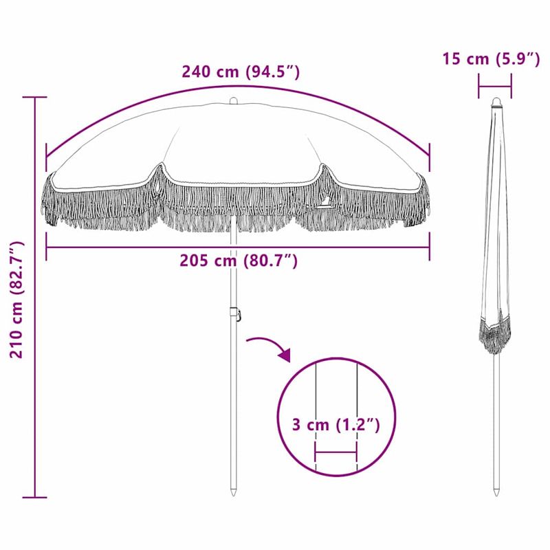 Casa si Gradina - Gradina si terasa - Umbrele si pavilioane - Umbrele - Umbrela de soare Galben si alb Ø 205 x 209 cm Otel - Infinity.ro