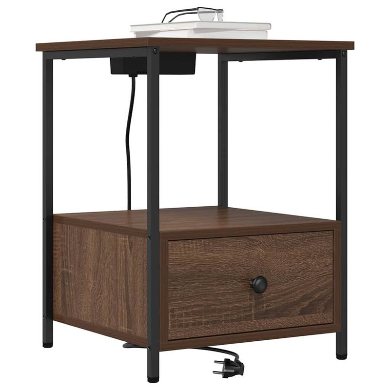 Casa si Gradina - Mobilier - Comode si corpuri - Noptiere - Cabinet de noptiere cu statie de incarcare Stejar brun - Infinity.ro