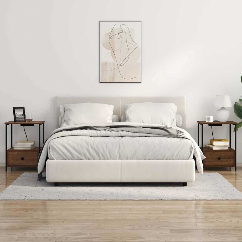 Casa si Gradina - Mobilier - Comode si corpuri - Noptiere - Cabinet de noptiere cu statie de incarcare Stejar brun - Infinity.ro
