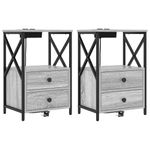 Casa si Gradina - Mobilier - Comode si corpuri - Noptiere - Cabinet de noptiere cu statie de incarcare 2 pcs sonoma gri - Infinity.ro