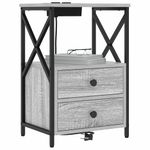 Casa si Gradina - Mobilier - Comode si corpuri - Noptiere - Cabinet de noptiere cu statie de incarcare 2 pcs sonoma gri - Infinity.ro