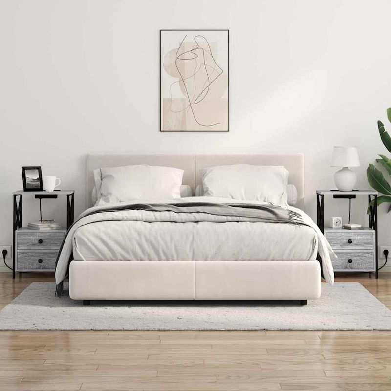 Casa si Gradina - Mobilier - Comode si corpuri - Noptiere - Cabinet de noptiere cu statie de incarcare 2 pcs sonoma gri - Infinity.ro