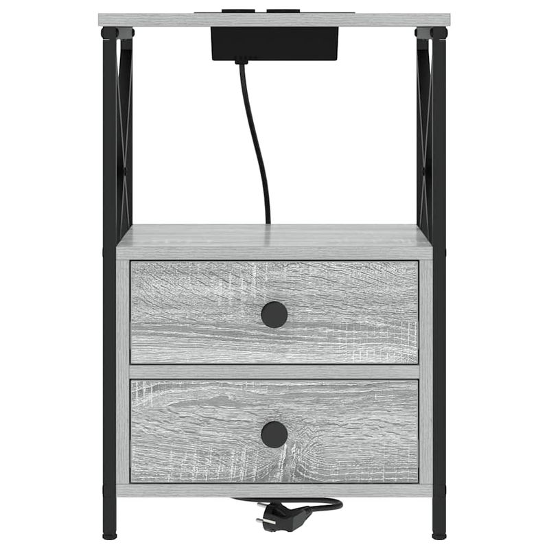 Casa si Gradina - Mobilier - Comode si corpuri - Noptiere - Cabinet de noptiere cu statie de incarcare 2 pcs sonoma gri - Infinity.ro