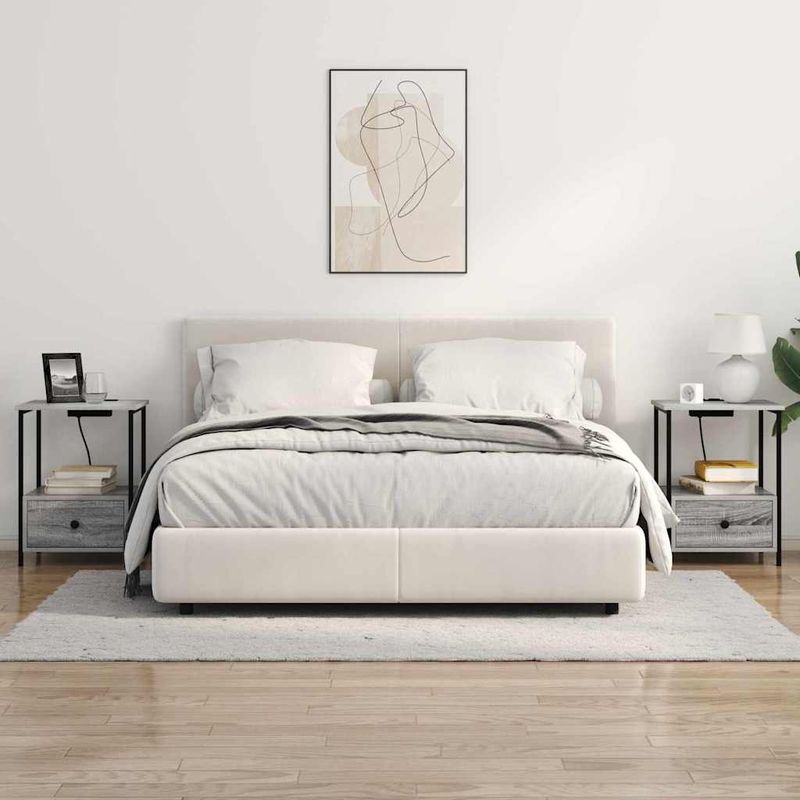 Casa si Gradina - Mobilier - Comode si corpuri - Noptiere - Cabinet de noptiere cu statie de incarcare 2 pcs sonoma gri - Infinity.ro