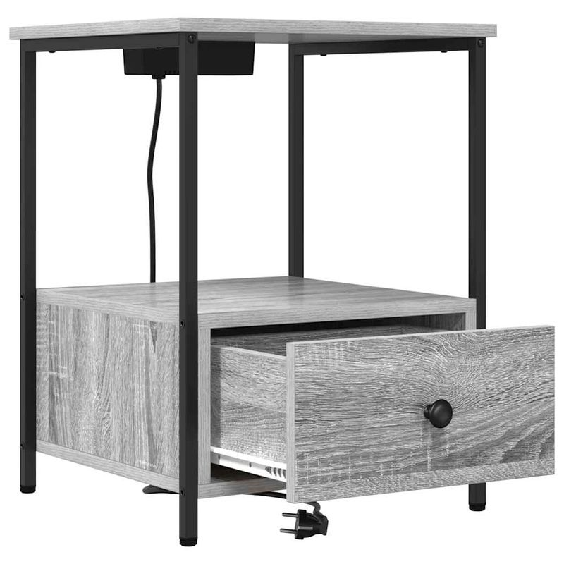 Casa si Gradina - Mobilier - Comode si corpuri - Noptiere - Cabinet de noptiere cu statie de incarcare 2 pcs sonoma gri - Infinity.ro