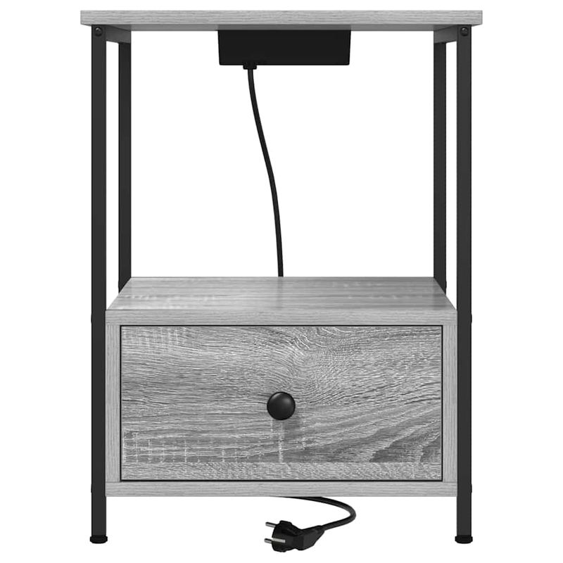 Casa si Gradina - Mobilier - Comode si corpuri - Noptiere - Cabinet de noptiere cu statie de incarcare 2 pcs sonoma gri - Infinity.ro