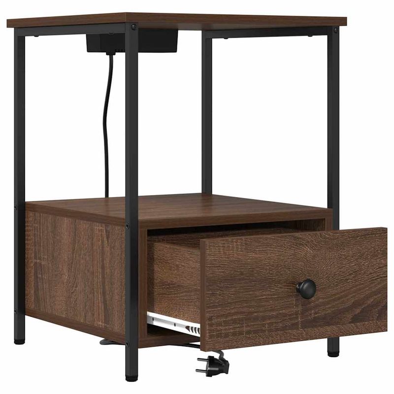 Casa si Gradina - Mobilier - Comode si corpuri - Noptiere - Cabinet de noptiere cu statie de incarcare 2 pcs Stejar brun - Infinity.ro