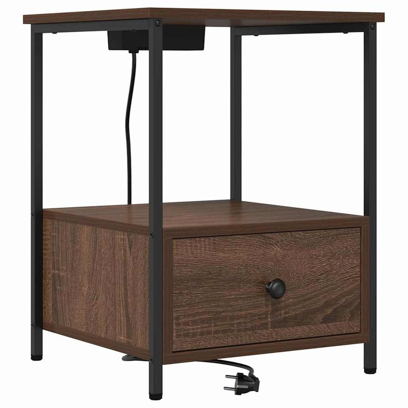 Casa si Gradina - Mobilier - Comode si corpuri - Noptiere - Cabinet de noptiere cu statie de incarcare 2 pcs Stejar brun - Infinity.ro
