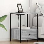 Casa si Gradina - Mobilier - Comode si corpuri - Noptiere - Cabinet de noptiere cu statie de incarcare cu sertar sonoma gri - Infinity.ro